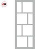 Single Sliding Door & Premium Wall Track - Eco-Urban® Kochi 8 Pane Door DD6415SG Frosted Glass - 6 Colour Options