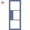 Breda 3 Pane 1 Panel Solid Wood Internal Door Pair UK Made DD6439SG Frosted Glass - Eco-Urban® Heather Blue Premium Primed