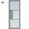 Breda 3 Pane 1 Panel Solid Wood Internal Door UK Made DD6439 - Clear Reeded Glass - Eco-Urban® Sage Sky Premium Primed