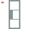 Breda 3 Pane 1 Panel Solid Wood Internal Door UK Made DD6439SG Frosted Glass - Eco-Urban® Sage Sky Premium Primed