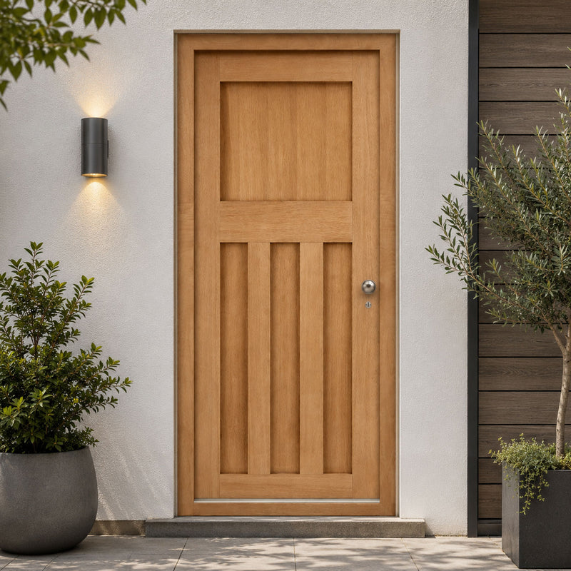 DX 30's Style Exterior Hardwood Front Door and Frame Set with Fittings