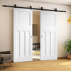 Top Mounted Black Sliding Track & Double Door - DX30's Panel White Primed Internal Door - White Primed