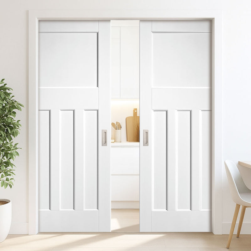 DX30's Panel Double Evokit Pocket Door - White Primed