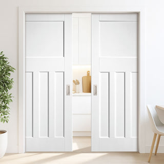Image: DX30's Panel Double Evokit Pocket Door - White Primed