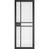 Dalston Black Staffetta Quad Telescopic Pocket Door - Prefinished - Clear Glass - Urban Collection
