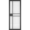 Dalston Black Staffetta Quad Telescopic Pocket Door - Prefinished - Clear Glass - Urban Collection