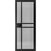 Dalston Black Staffetta Twin Telescopic Pocket Door - Prefinished - Tinted Glass - Urban Collection