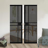 Dalston Black Double Absolute Evokit Double Pocket Door - Prefinished - Tinted Glass - Urban Collection