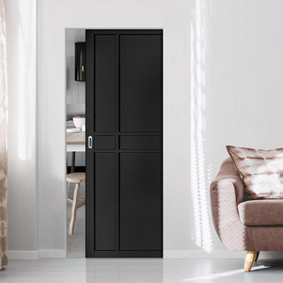 Image: Dalston Black Single Absolute Evokit Pocket Door - Prefinished - Urban Collection