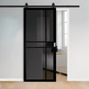 Top Mounted Sliding Track & Door - Dalston Black Door - Prefinished - Tinted Glass - Urban Collection