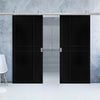 Top Mounted Stainless Steel Sliding Track & Dalston Black Double Door - Prefinished - Urban Collection