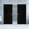 Top Mounted Stainless Steel Sliding Track & Dalston Black Double Door - Prefinished - Urban Collection