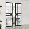 Dalston Black Double Absolute Evokit Double Pocket Door - Prefinished - Clear Glass - Urban Collection