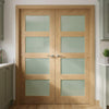 Coventry Shaker Style Oak Internal Door Pair - Frosted Glass - Unfinished