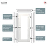 EasiKit Internal Door and Frame Kit - All Fittings Included - Denver White Primed Shaker Internal Door - Clear Glass