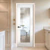 EasiKit Internal Door and Frame Kit - All Fittings Included - Denver White Primed Shaker Internal Door - Clear Glass