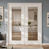 Denver White Primed Shaker Internal Door Pair - Clear Glass