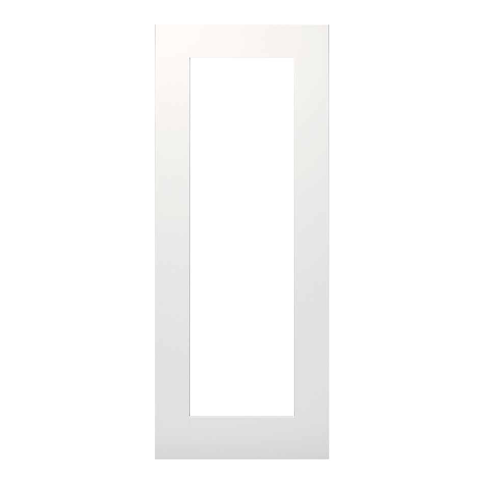 EasiKit Internal Door and Frame Kit - Denver White Primed Shaker Internal Door - Clear Glass