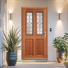 Derby Hardwood Front Door and Frame Set with Fittings - Leaded - Double Glazing