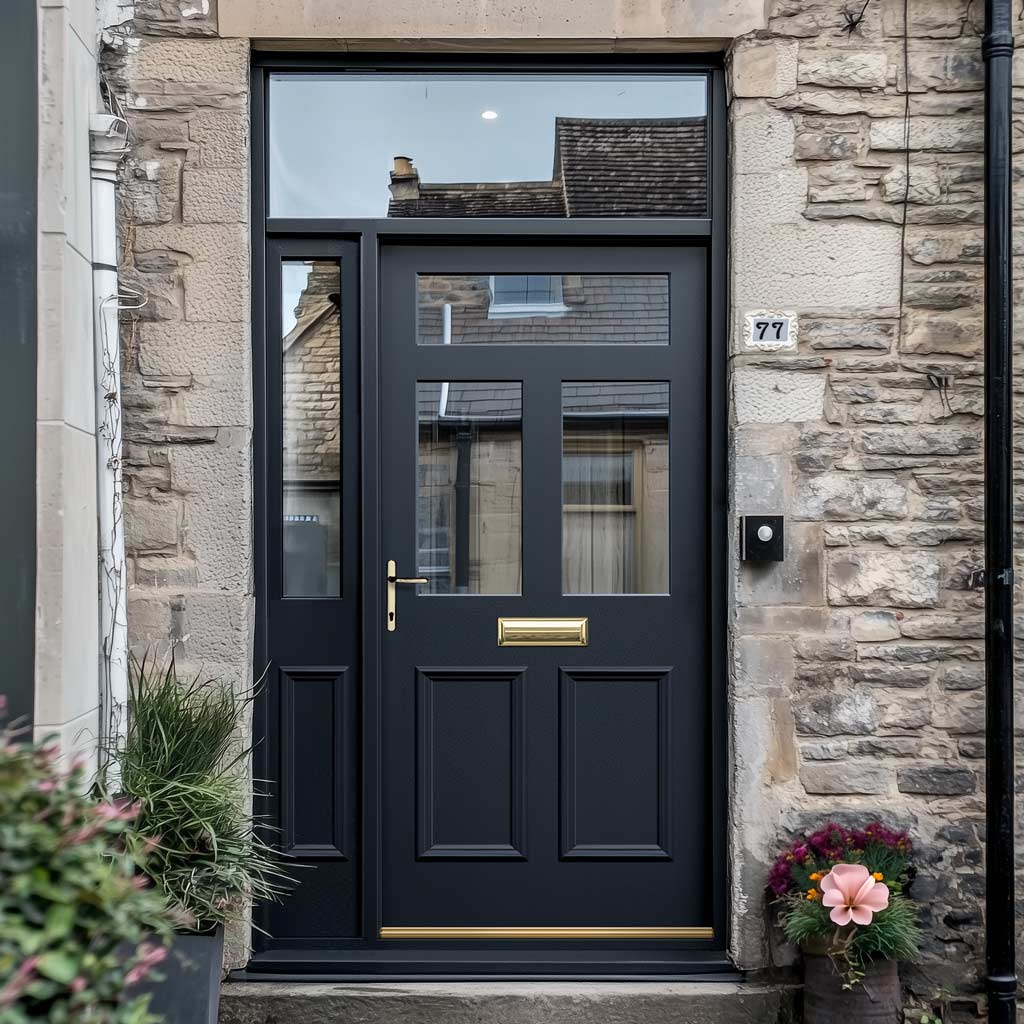Exterior Victorian Nightingale 3L 2P Front Door with Single Sidelight - Customisable: Size, Colour, Glass and Sidelight Options