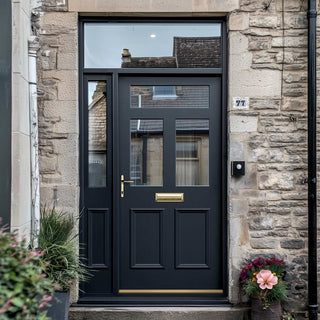 Image: Exterior Victorian Nightingale 3L 2P Front Door with Single Sidelight - Customisable: Size, Colour, Glass and Sidelight Options