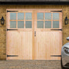 Traditional Pine Garage Door Pair - Flemish Single Glazing - Unfinished