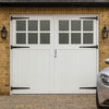 Traditional Pine Garage Door Pair - Flemish Single Glazing - Unfinished