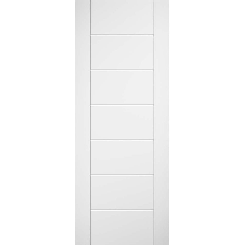 Linear 7 Panel Door - White Laminated - Prefinished