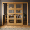 Oak Room Divider - Coventry Shaker Glazed Unfinished Door Pair with Full Glass Side - 2018mm High - Multiple Widths
