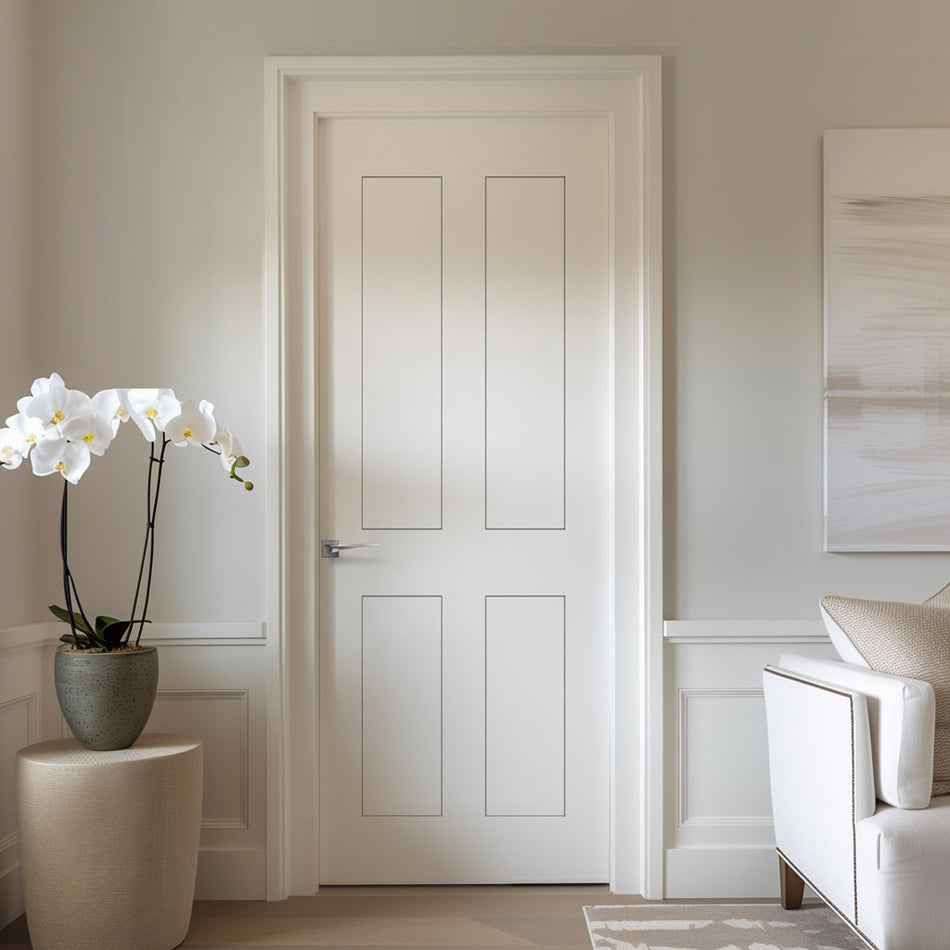 V-line grooved flush door