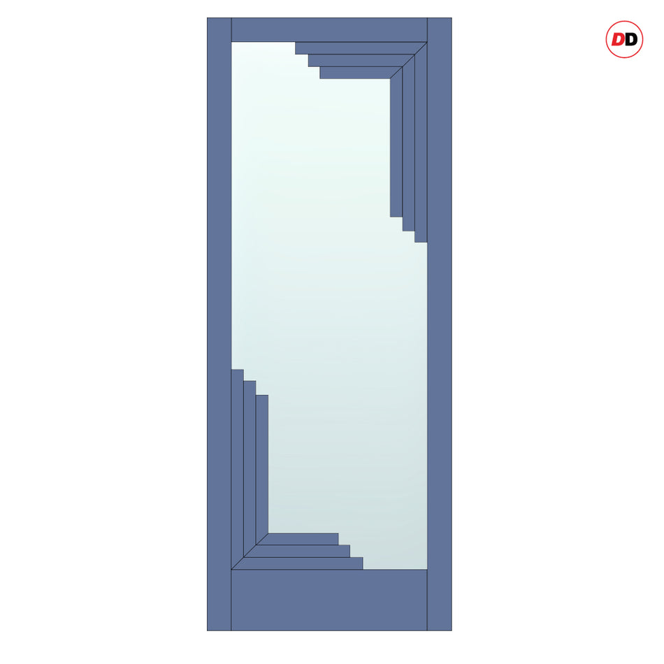 Urban Deco® Solid Wood Internal Door UK Made - Clear Glass - Heather Blue Premium Primed - Bespoke Sizes