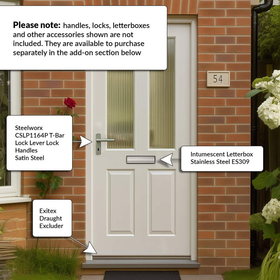 Malton External 2L Hardwood Front Door - Reeded Double Glazing - Colour Options