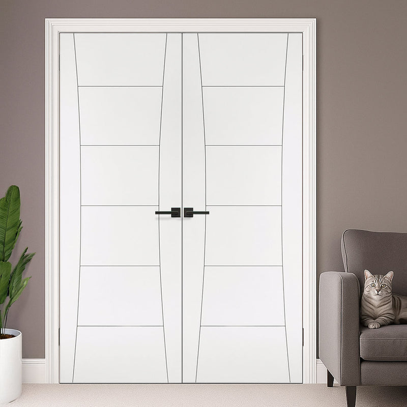Pamplona White Primed Flush Internal Door Pair