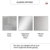 3 Glazing Options Icons showing glass textures available: Clear, Stippolyte, and Minster Glass.