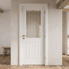 Cottage Smooth Moulded Internal Door  - Clear Glass with Frosted Lines - White Primed
