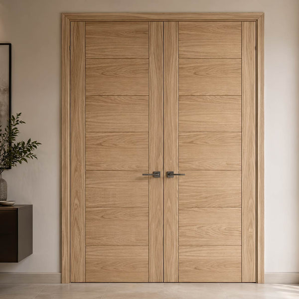 Carini 7P Oak Internal Door Pair - Unfinished