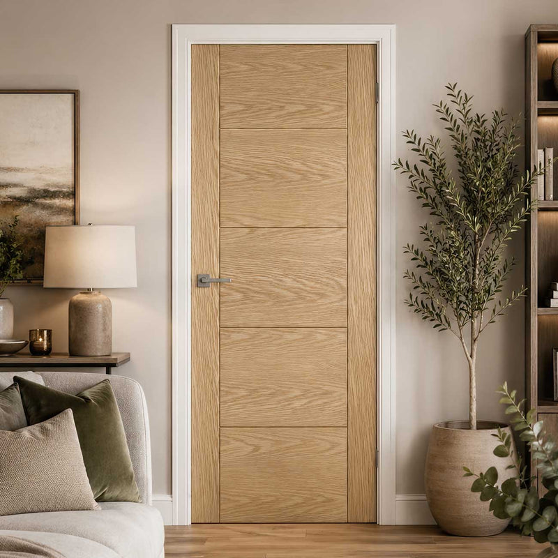 Valdor - Ladder 5P Unfinished Oak Fire Internal Door - 1/2 Hour Fire Rated