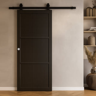 Image: Top Mounted Sliding Track & Door - Camden Black Door - Prefinished - Urban Collection