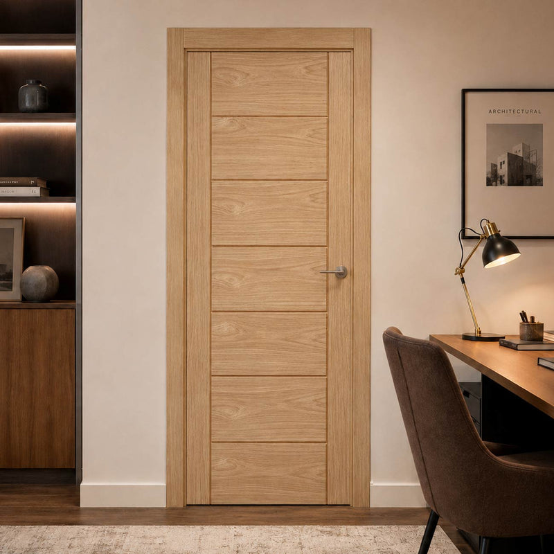 J B Kind Oak Contemporary Palomino Oak Fire Internal Door - 1/2 Hour Fire Rated