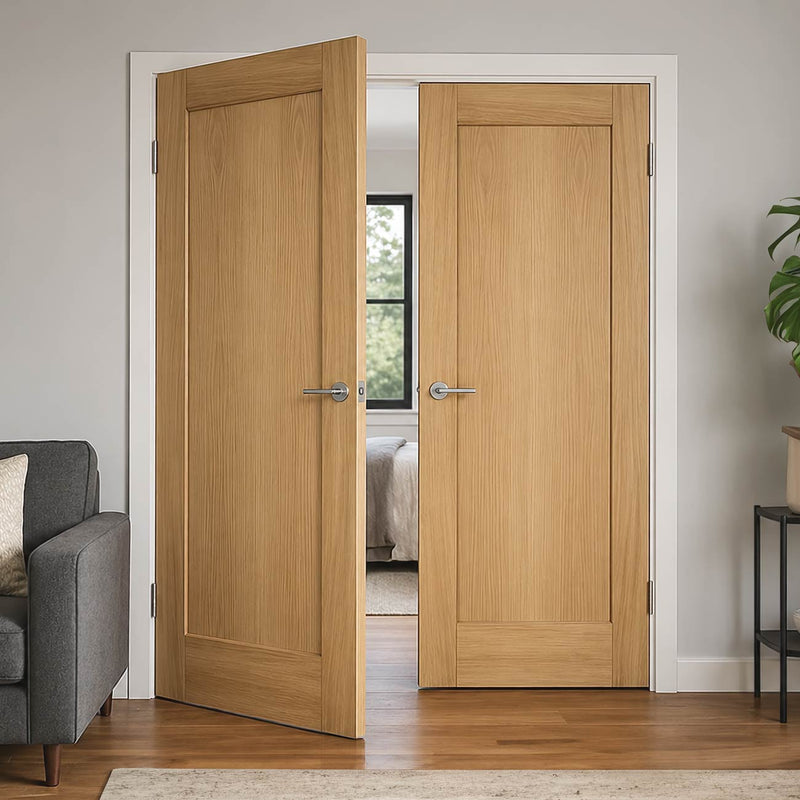 Pattern 10 Oak Panel Internal Door Pair - Unfinished