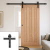 Single Sliding Door & Black Barn Track - Belize Oak Door - Unfinished