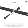 SpaceEasi Top Mounted Black Folding Track & Double Door - Portici Oak Flush Door - Aluminium Inlay - Prefinished