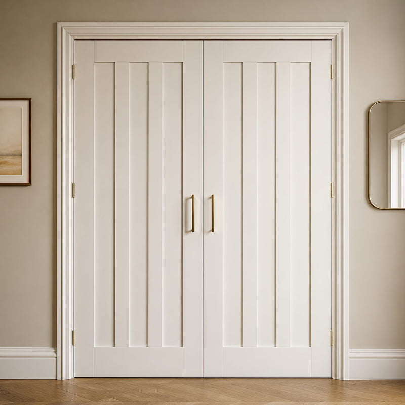 Idaho Panel Internal Door Pair - White Primed
