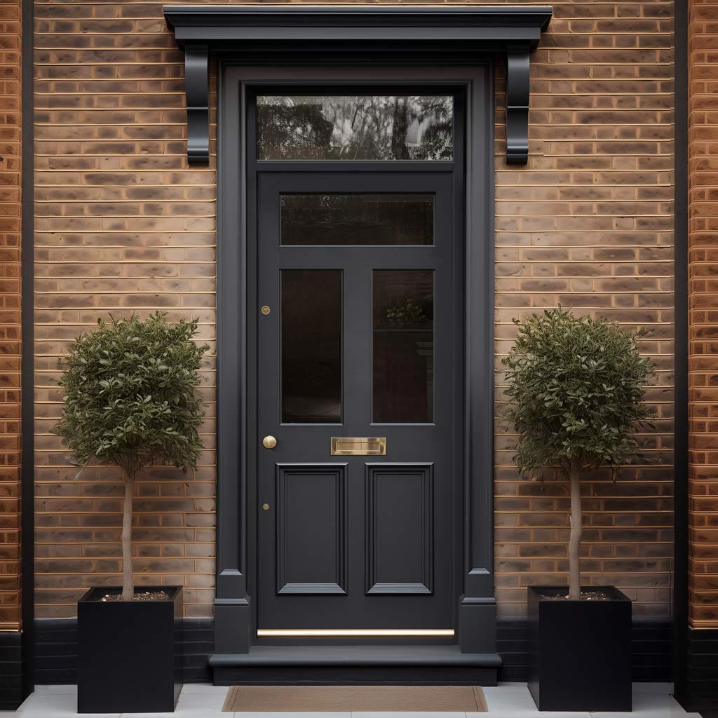 Exterior Victorian Nightingale 3L 2P Front Door with Transom - Customisable: Size, Colour, Glass Options