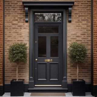 Image: Exterior Victorian Nightingale 3L 2P Front Door with Transom - Customisable: Size, Colour, Glass Options
