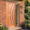 External Door & Frame Set - Harrow Hardwood - Frosted Double Glazing - One Unglazed Side Screen