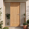 External Door & Frame Set - Norfolk Flush Oak - Two Unglazed Side Screens
