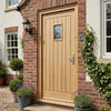 External Door & Frame Set - Suffolk Oak - Part Frosted Double Glazing