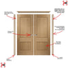 Simpli Double Door Set - Forli Oak Flush Door - Aluminium Inlay - Prefinished