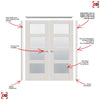 Simpli Double Door Set - Severo White 4 Pane Door - Clear Bevelled Glass - Prefinished